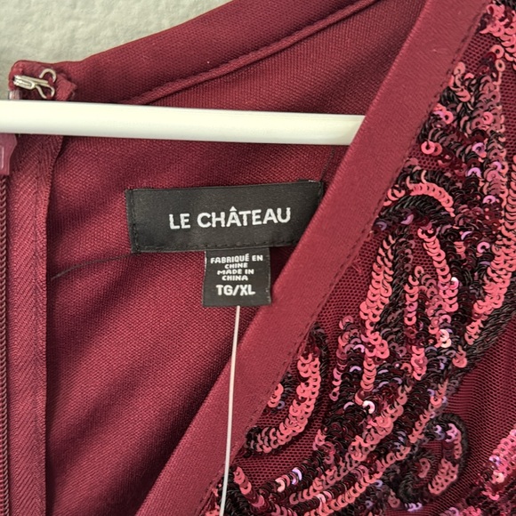 Le Chateau sequin long sleeve evening dress. Burgundy. Size XL. NWT. - Picture 6 of 9